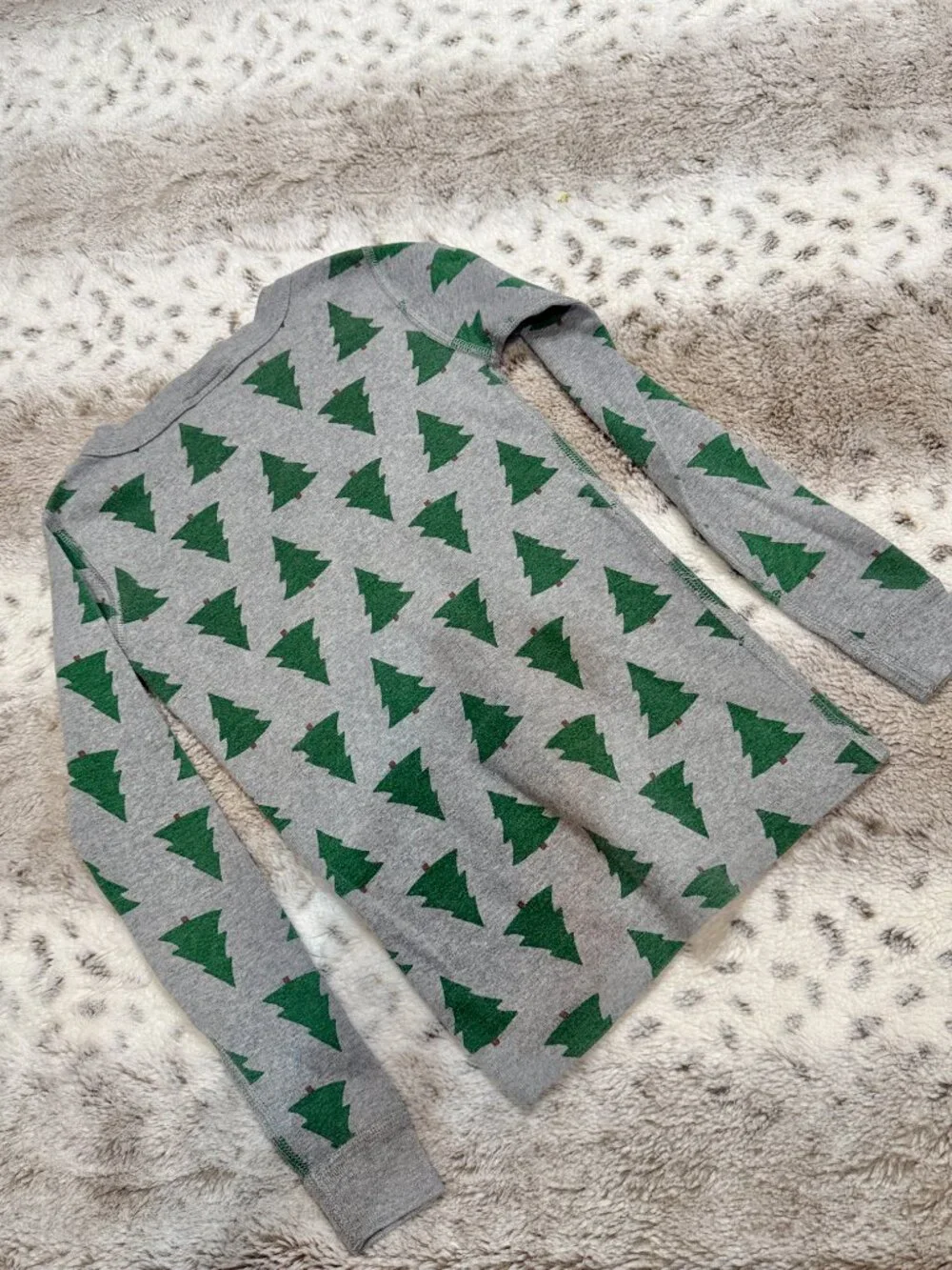 Hanna Andersson pajama set boys size 6 stripes Christmas trees winter loungewear